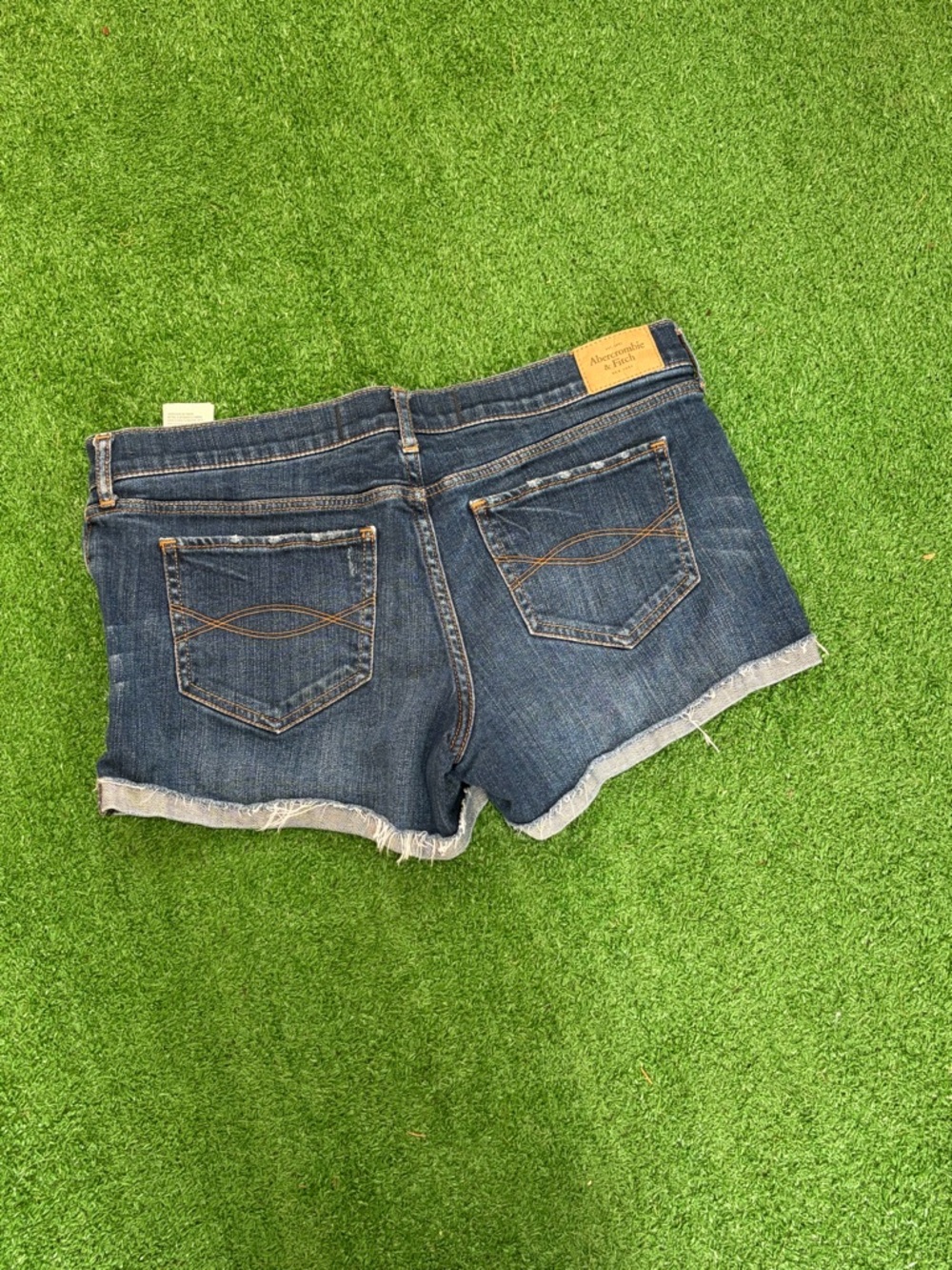 Abercrombie & Fitch Dark Blue Rolled Hem Denim Shorts - Picture 2 of 3